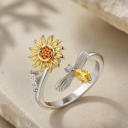 Anillo Giratorio de Girasol + Girasol de Crochet